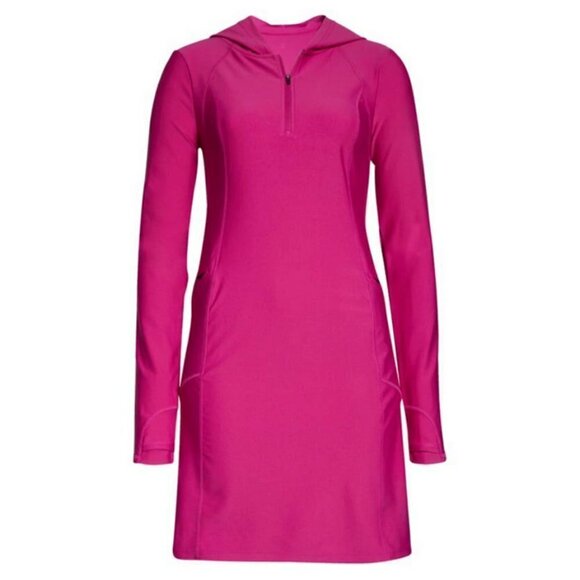 💕ZELLA💕 Excursion Hooded Long Sleeve Dress ~ Pink Wild Aster Medium M NWT - Picture 7 of 16